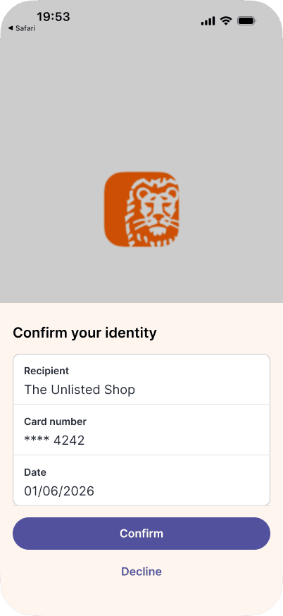 Steward demo for ING NL (Money20/20), Mastercard checkout on The Unlisted with Worldline 3-D Secure human-present authentication (6/11)