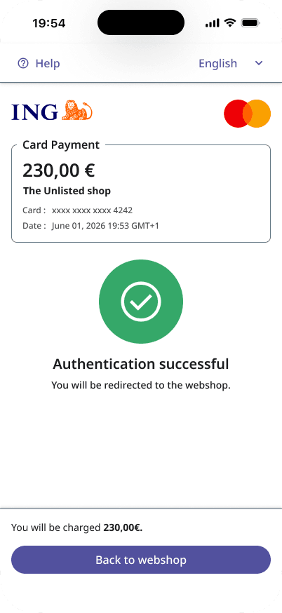 Steward demo for ING NL (Money20/20), Mastercard checkout on The Unlisted with Worldline 3-D Secure human-present authentication (9/11)