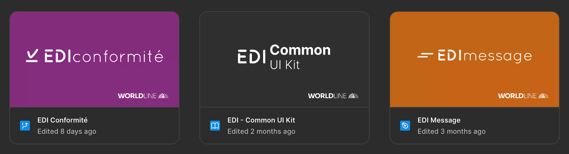 EDI Conformité and EDI Message Figma files, separate product libraries built on the shared UI kit