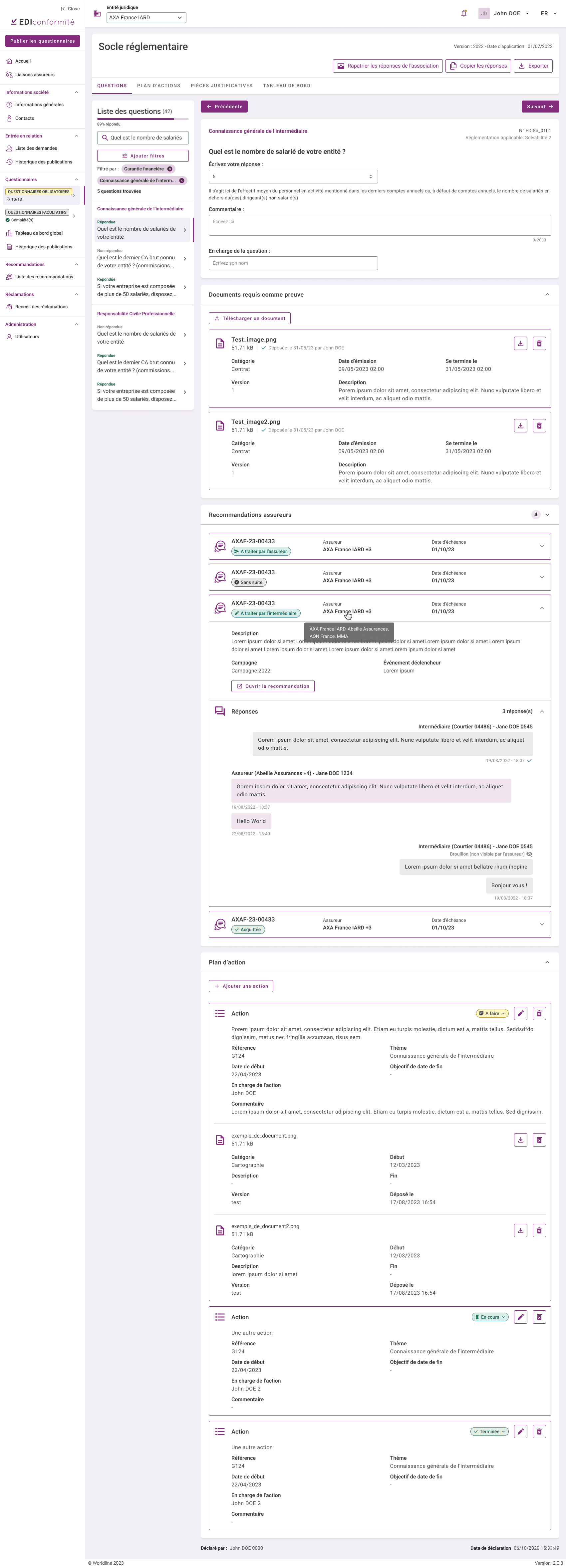 EDI Conformité, compliance questionnaire flow